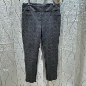 Dalia Plaid Dress Pants Womens 8 Grey Stretch Slim Leg Glen Check